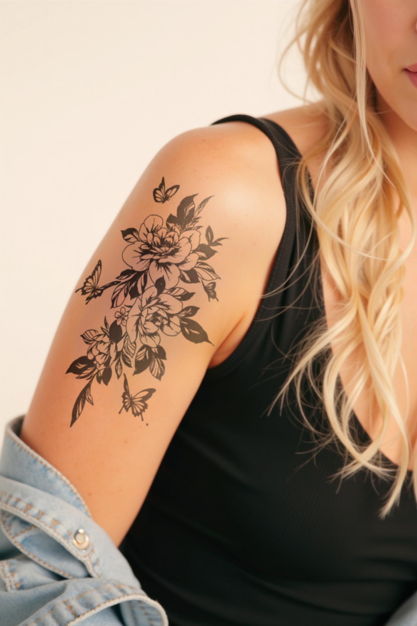 Butterfly rose - Semi Permanent Tattoo