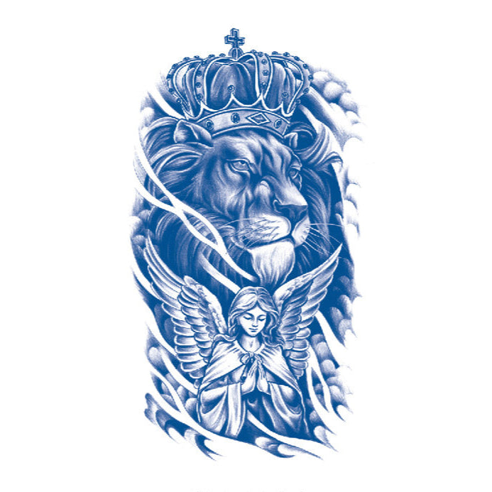 Angel and the Lion Semi Permanent Tattoo