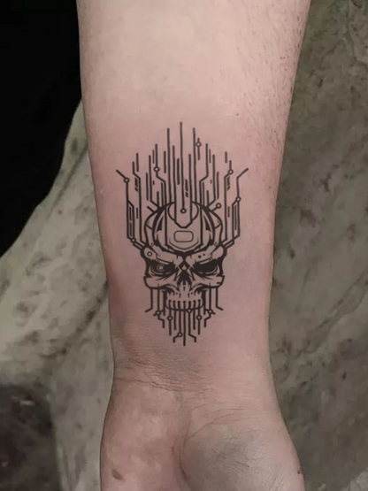 Cyber Skull Semi Permanent Tattoo