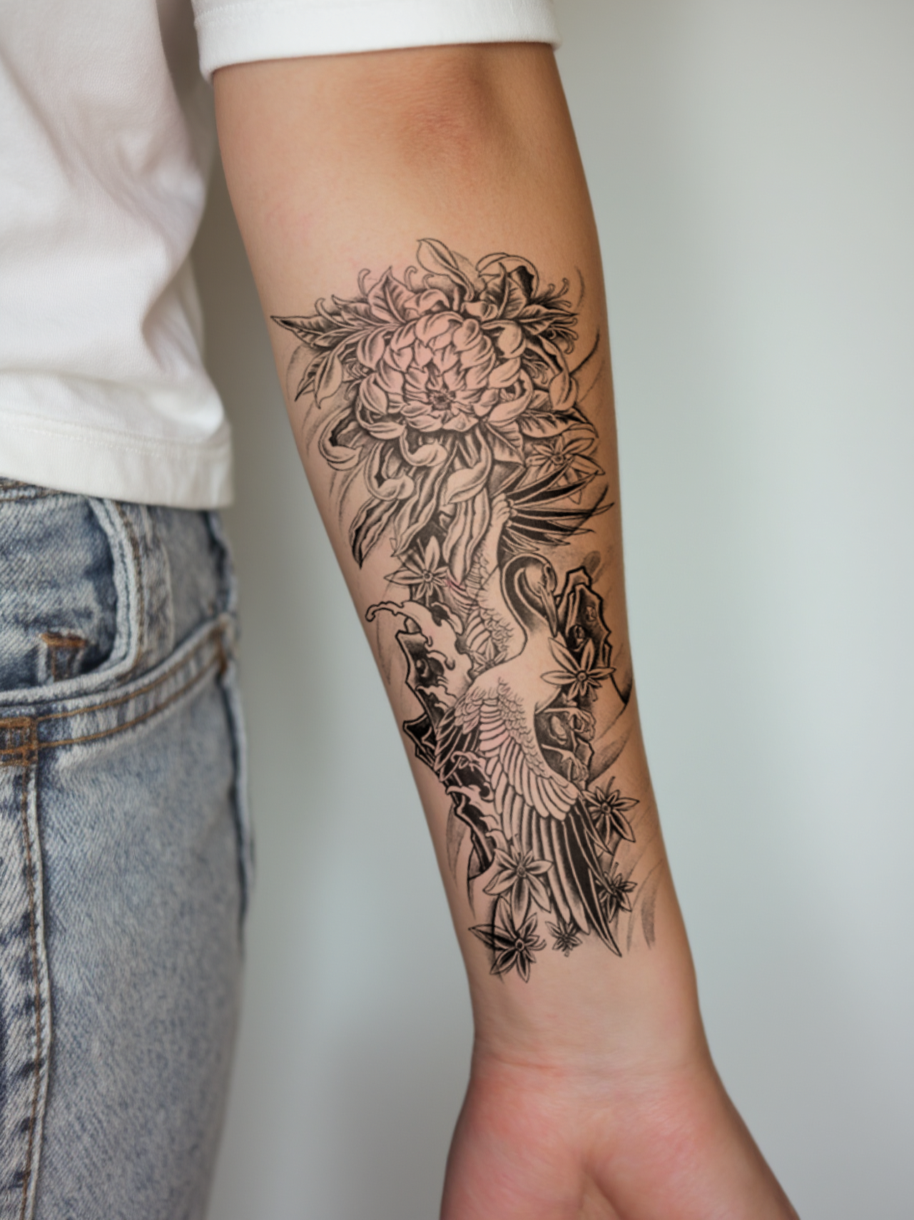 Celestial Crane Temporary Tattoo